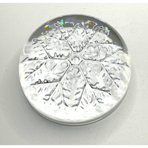 Garanti France Cristal 24% Lead Crystal Glass Christmas Snowflake Paperweight - Picture 1 of 12